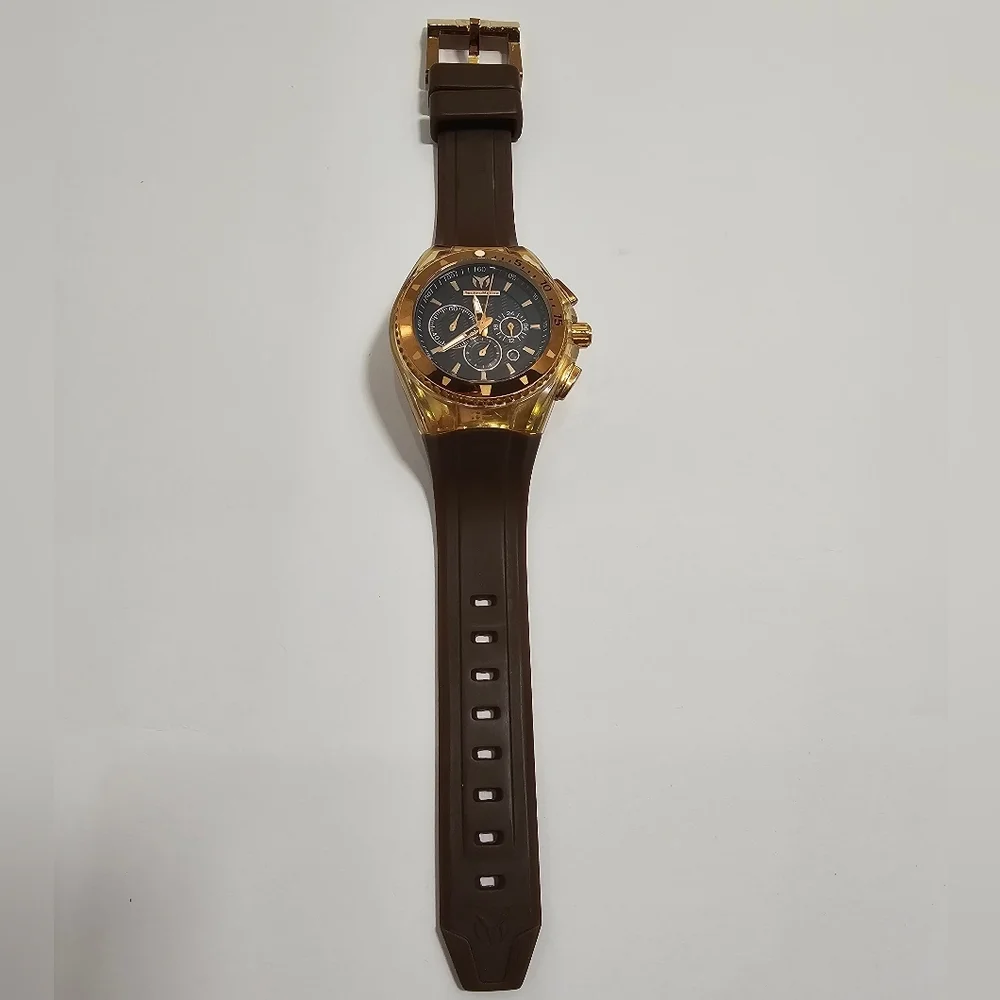 TechnoMarine Cruise Original Star 110044 Gold Tone Chronograph Watch Set - Ex S